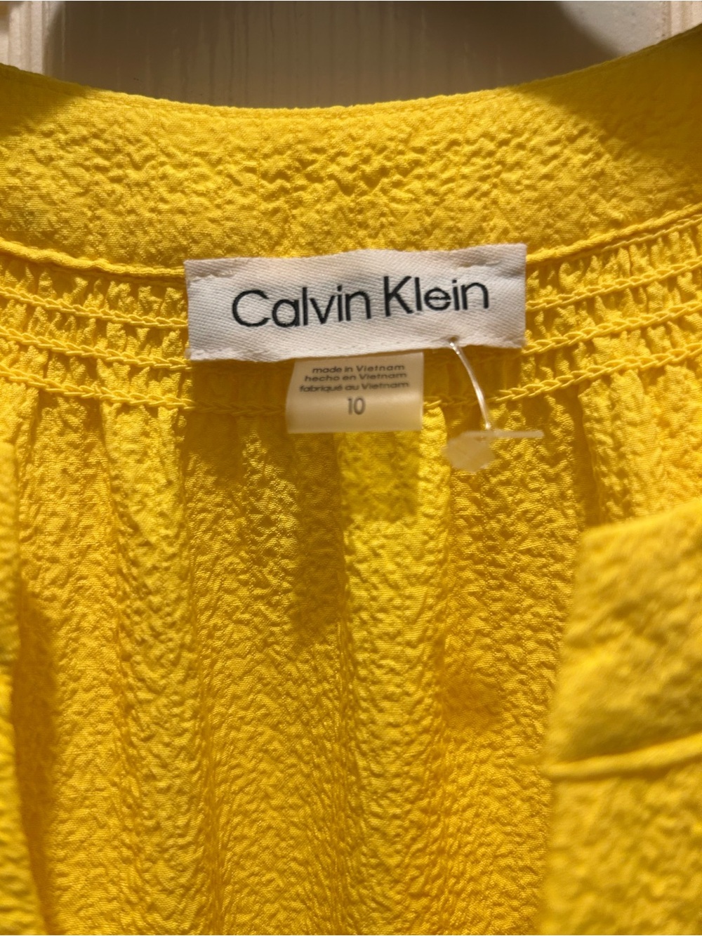 Calvin Klein Bright Yellow Tiered Flutter-Sleeve Dress - Picture 2 of 8